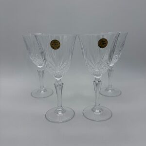 Vtg. Salzburg Cristal de Flandre Clear Stem Genuine Crystal Wine Water Glasses